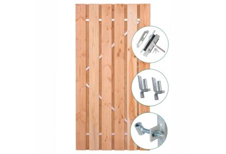 Schuttingdeur Lariks Douglas met stalen frame 90x195cm en cilinderslot