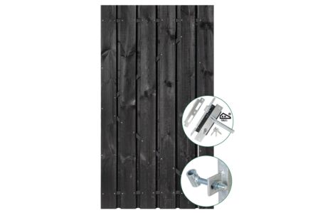 Schuttingdeur zwart gespoten met stalen frame 100x195cm en SKG** slot