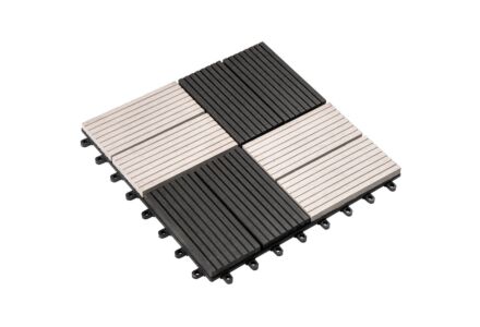 Tuintegel WPC composiet 30x30cm zwart wit met kunststof kliksysteem