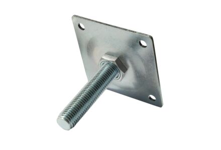 Hoogteverstelling deluxe betonpoer vuurverzinkt - M16  met voetplaat 8x8cm