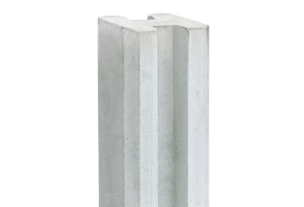 Eindpaal wit / grijs 10x10x284cm hout-betonsysteem Merwede - voor tuinscherm of motiefplaten