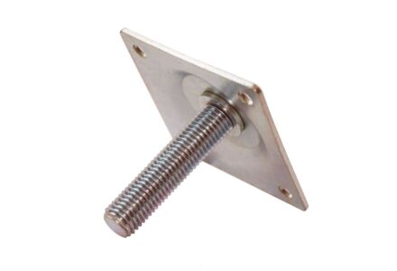 Hoogteverstelling deluxe betonpoer vuurverzinkt- M16 met voetplaat 8x8cm