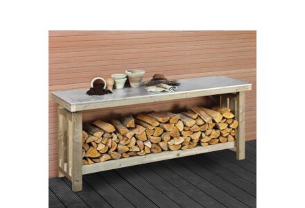 Oppottafel werkbank groot XXL tuin met zinken blad 180x50x80cm