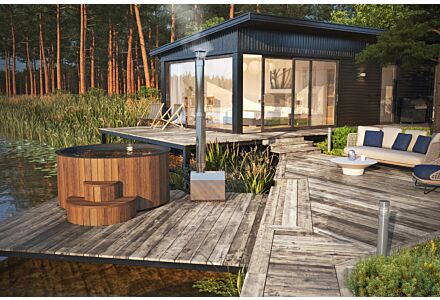 Hottub 200cm - externe kachel - Fiberglas binnenbak