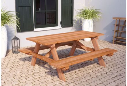 Picknicktafel Comfort hardhout mahonie 180x160x75cm