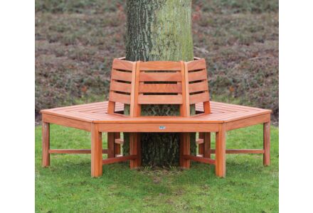 Boombank mahonie hardhout met rugleuning 57-185cm