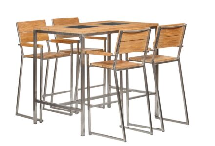 Barset Sutton RVS/teak 5-delig