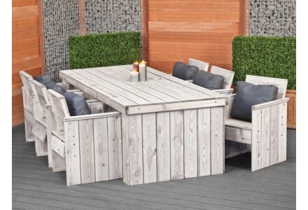 Dinnerset Grey-Yourself 7 delig -  inclusief oud-grijs steigerhout beits
