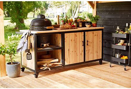 Buitenkeuken Acero Douglas 180x88x60cm Douglas met stalen frame