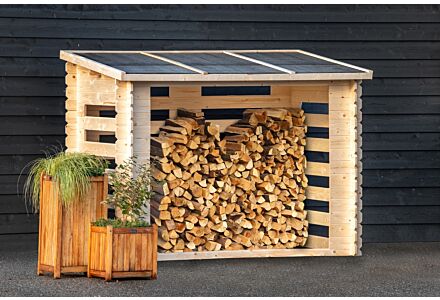 Openhaard hout berging 238x115x183cm