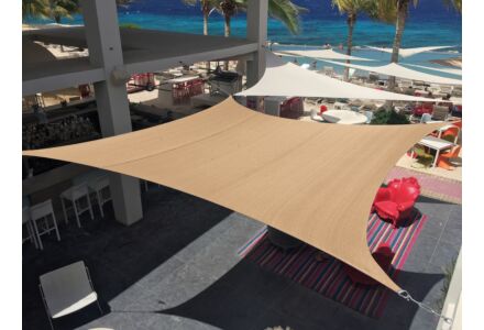 Schaduwzeil vierkant 420x420cm zandbeige