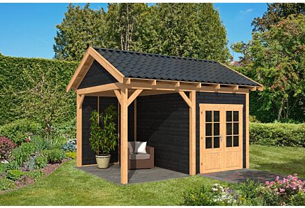 Overkapping zadeldak Hamar L 478x395 cm type 3 met zwarte wanden