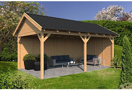 Overkapping zadeldak Hamar XL 678x445 cm type 2 met onbehandelde wanden