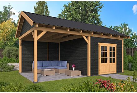 Overkapping zadeldak Hamar XL 678x445 cm type 3 met zwarte wanden