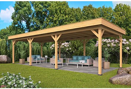 Overkapping plat dak Oslo XL 990x430cm type 5 onbehandeld