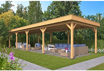 Overkapping plat dak Oslo XL 1303x430cm type 9 onbehandeld