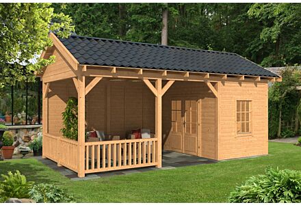 Overkapping zadeldak Hamar L 690x395 cm type 7 met onbehandelde wanden