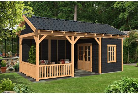 Overkapping zadeldak Hamar L 690x395 cm type 7 met zwarte wanden