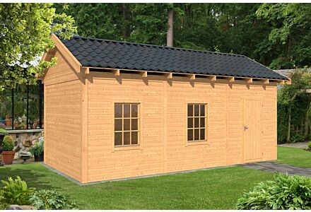 Overkapping zadeldak Hamar L 690x395 cm type 8 met onbehandelde wanden