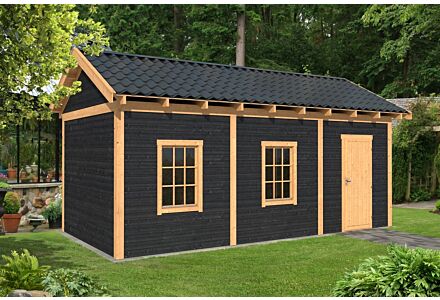 Overkapping zadeldak Hamar L 690x395 cm type 8 met zwarte wanden