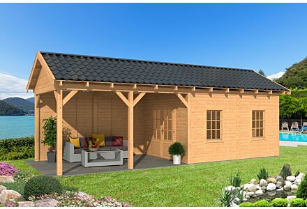 Overkapping zadeldak Hamar L 903x395 cm type 11 met onbehandelde wanden