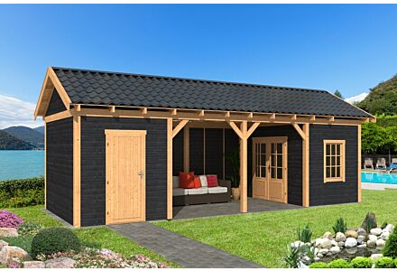 Overkapping zadeldak Hamar L 903x395 cm type 12 met zwarte wanden