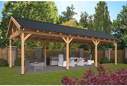 Overkapping zadeldak Hamar XL 990x445cm type 5 onbehandeld