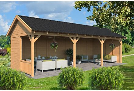 Overkapping zadeldak Hamar XL 990x445 cm type 6 met onbehandelde wanden