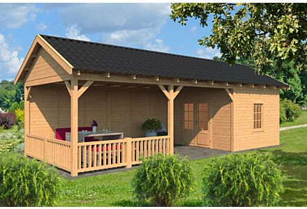 Overkapping zadeldak Hamar XL 990x445 cm type 7 met onbehandelde wanden