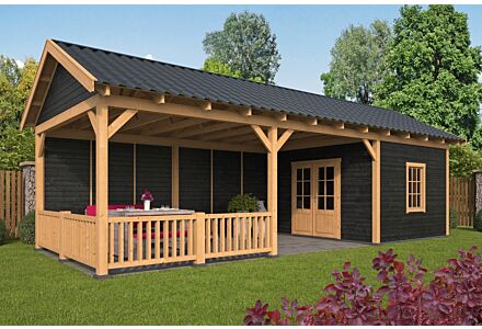 Overkapping zadeldak Hamar XL 990x445 cm type 7 met zwarte wanden
