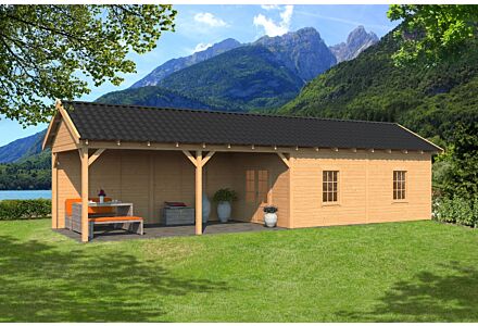 Overkapping zadeldak Hamar XL 1303x445 cm type 11 met onbehandelde wanden