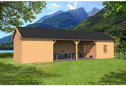 Overkapping zadeldak Hamar XL 1303x445 cm type 12 met onbehandelde wanden