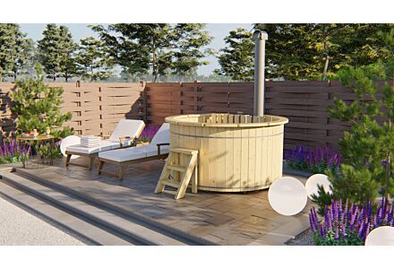 Houten tobbe hottub vurenhout met interne kachel Ø200x105cm