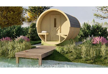 Barrelsauna 215 x 400 cm Vurenhout