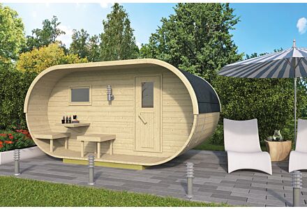 Sauna Oval 405x240cm Vurenhout