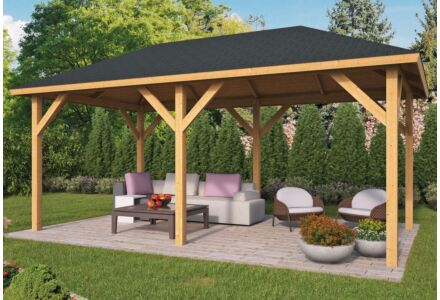 Houten Prieel Corfu Lariks Douglas 590x340cm geschaafd