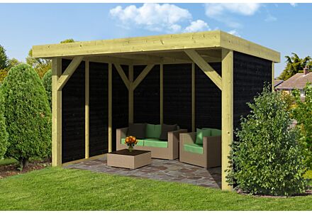 Overkapping Bastenaken 400x300cm met zwarte wanden DHZ