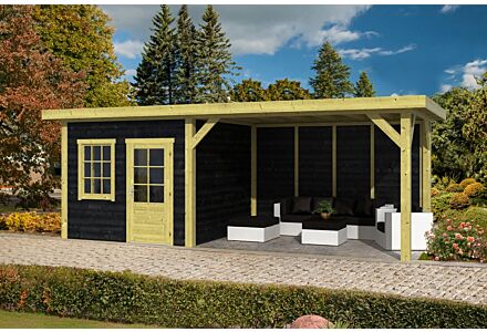 Overkapping Leuven DHZ bouw 690x300cm met zwarte wanden