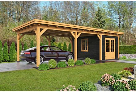 Moderne overkapping Odense type 7 XL 793x378cm met zwarte wanden
