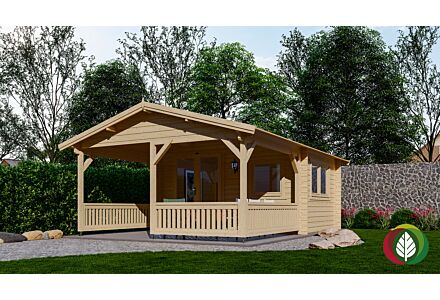 Blokhut 4x3+3 Interflex 440x340cm + veranda / luifel 300cm
