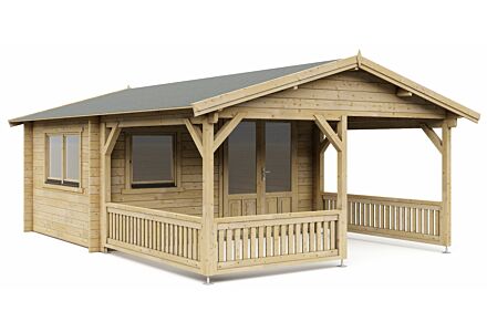 Blokhut 4x3+3 Interflex 440x340cm + veranda / luifel 300cm