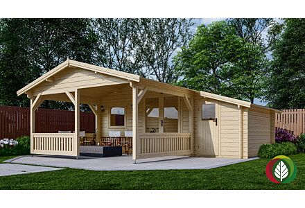 Blokhut 4x3+3Z Interflex 590x340cm + veranda / luifel 300cm