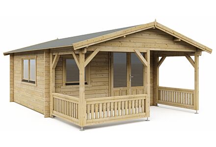 Blokhut 4x4+2 Interflex 440x440cm + veranda / luifel 200cm