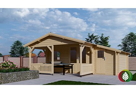 Blokhut 4x4+2Z Interflex 590x440cm + veranda / luifel 200cm