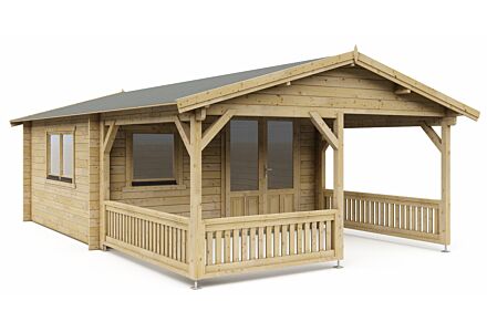 Blokhut 4x4+3 Interflex 440x440cm + veranda / luifel 300cm
