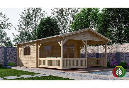 Blokhut 4x4+3 Interflex 440x440cm + veranda / luifel 300cm