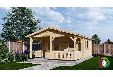 Blokhut 4x4+2 Interflex 440x440cm + veranda / luifel 200cm