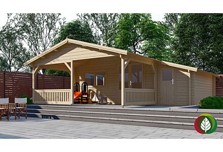 Blokhut 5x4+3Z Interflex 690x440cm + veranda / luifel 300cm