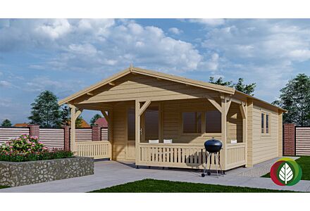 Blokhut 5x5+2 Interflex 540x540cm + veranda / luifel 200cm