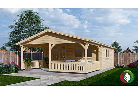 Blokhut 5x5+3 Interflex 540x540cm + veranda / luifel 300cm